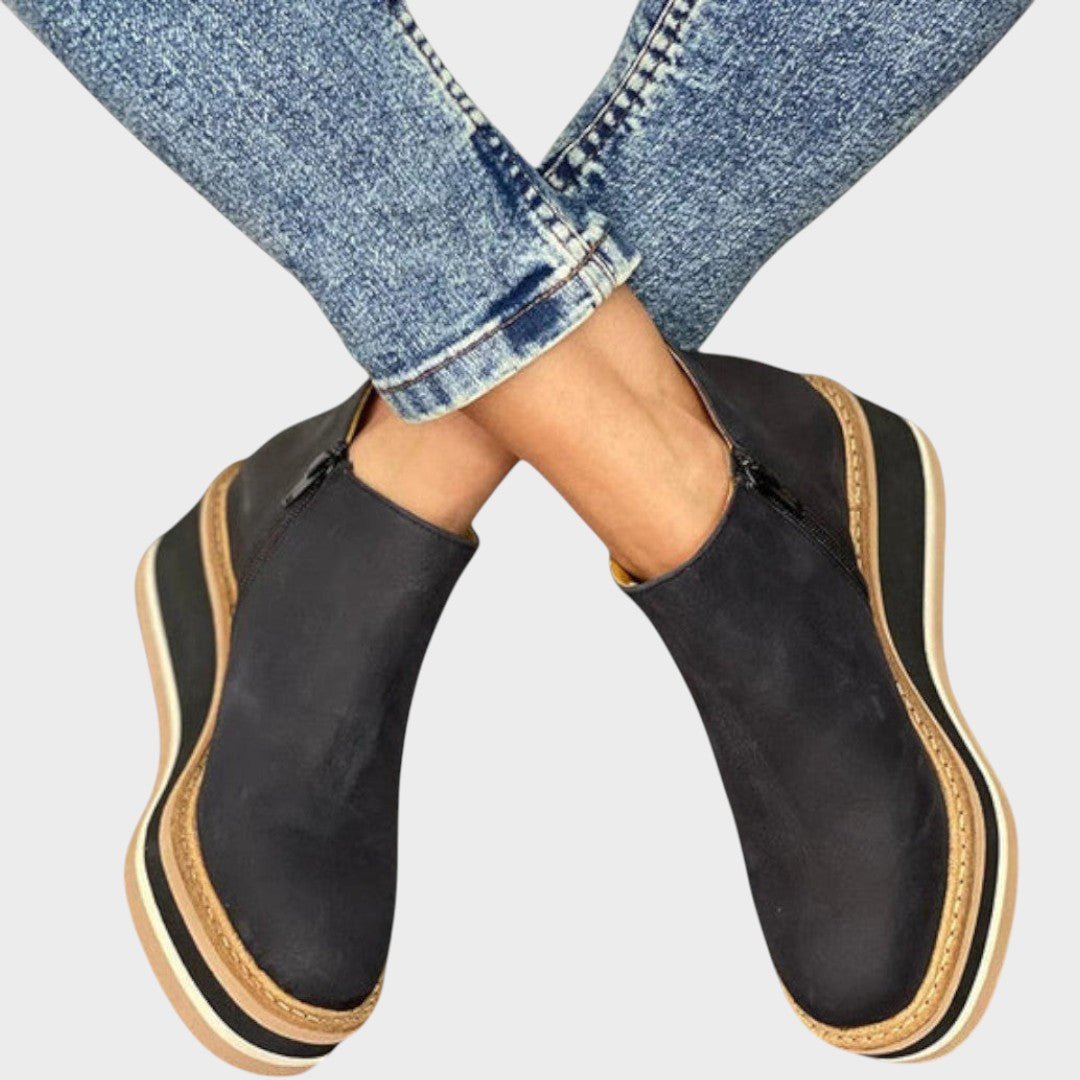 Vina | Leather Platform Ankle Boots