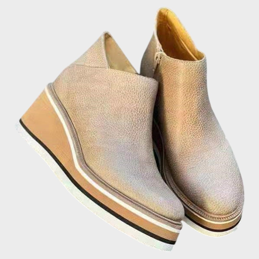 Vina | Leather Platform Ankle Boots