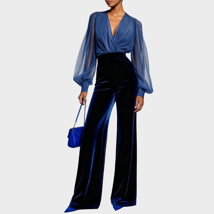 Grimelda | Velvet Jumpsuit with V-Neck
