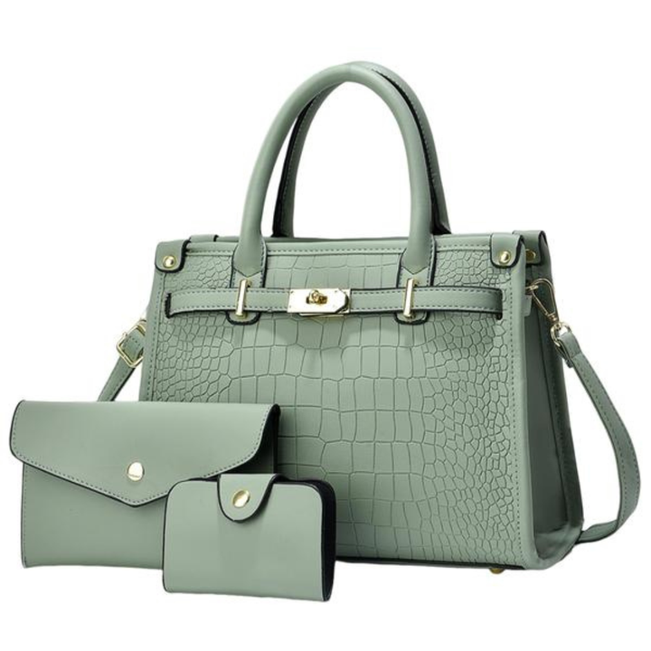 Anora │ Crocodile-Embossed Crossbody Handbag Set