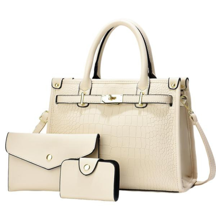 Anora │ Crocodile-Embossed Crossbody Handbag Set