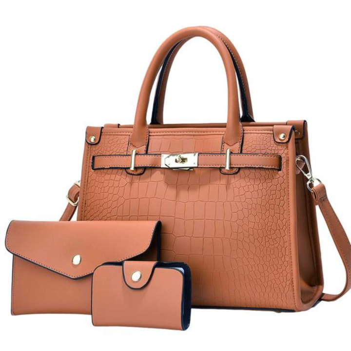 Anora │ Crocodile-Embossed Crossbody Handbag Set