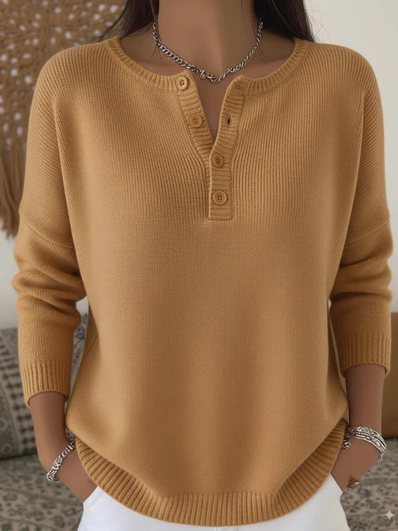 Mira – Knitted Sweater with Button Closure
