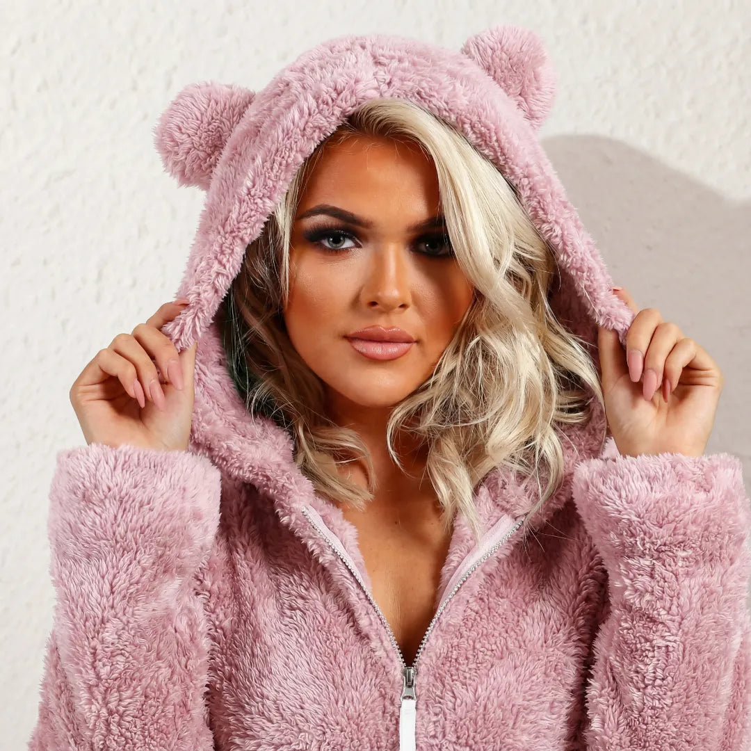 Celia - Plush Teddy Hoodie Suit